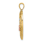 14k Two-tone with White Rhodium NANA Heart with Flowers Charm
