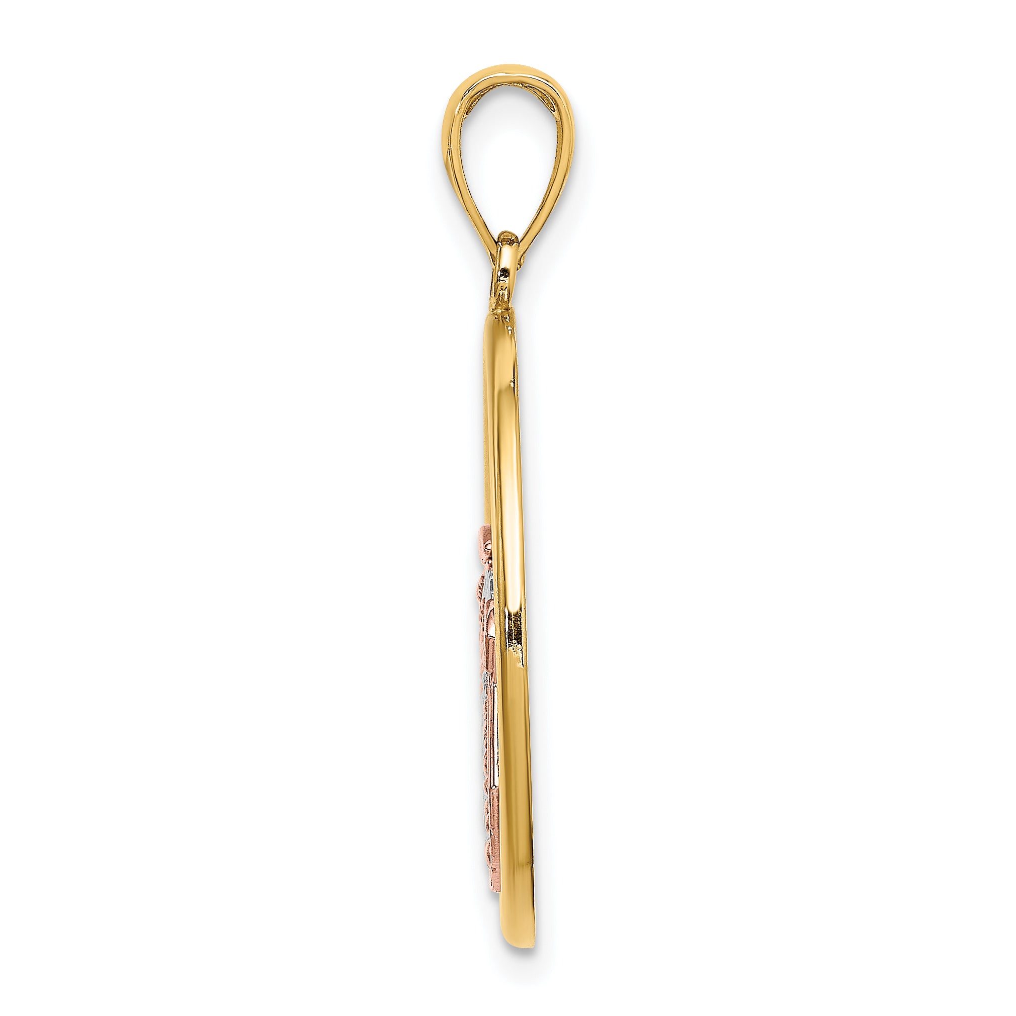 Scallop Shell Charm in 14K Two-Tone Gold, 27mm Textured Secondary image