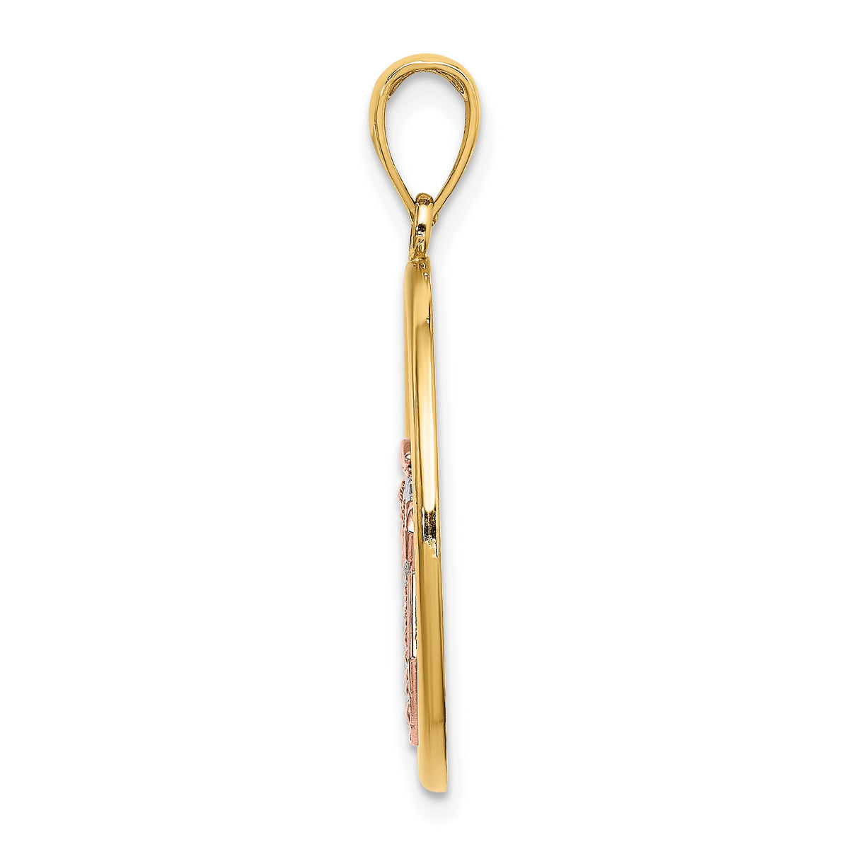 Scallop Shell Charm in 14K Two-Tone Gold, 27mm Textured - Sophia Jewelers