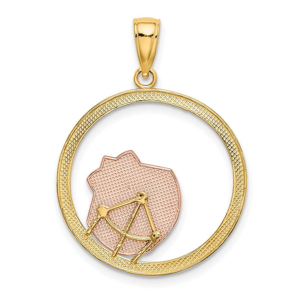 Scallop Shell Charm in 14K Two-Tone Gold, 27mm Textured - Sophia Jewelers