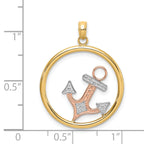 Anchor in Circle Charm in 14K Two-Tone Gold, 27mm - Sophia Jewelers