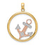 Anchor in Circle Charm in 14K Two-Tone Gold, 27mm - Sophia Jewelers