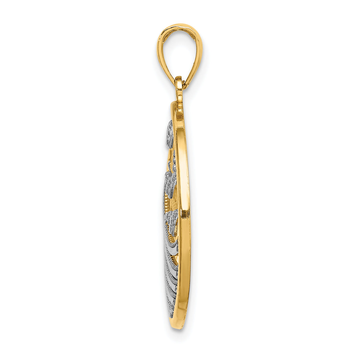 Sunset and Seagulls Circle Pendant in 14K Two-Tone Gold, 23mm - Sophia Jewelers