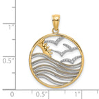 Sunset and Seagulls Circle Pendant in 14K Two-Tone Gold, 23mm - Sophia Jewelers