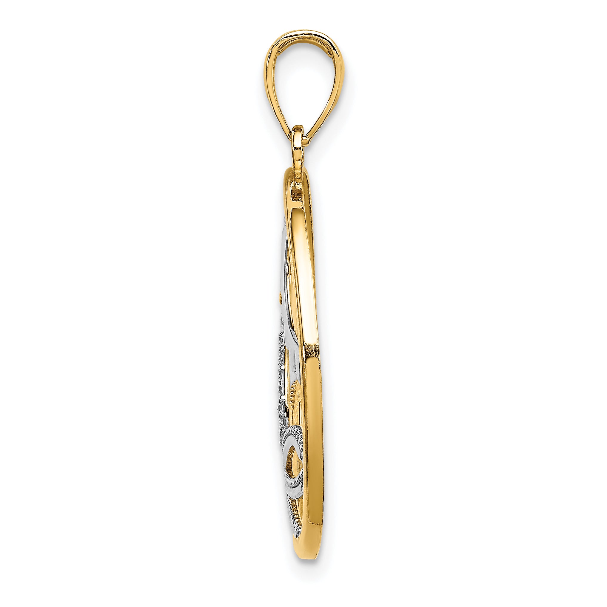 Sun, Sailboat & Seagulls Circle Charm in 14K Two-Tone Gold, 23mm Secondary image