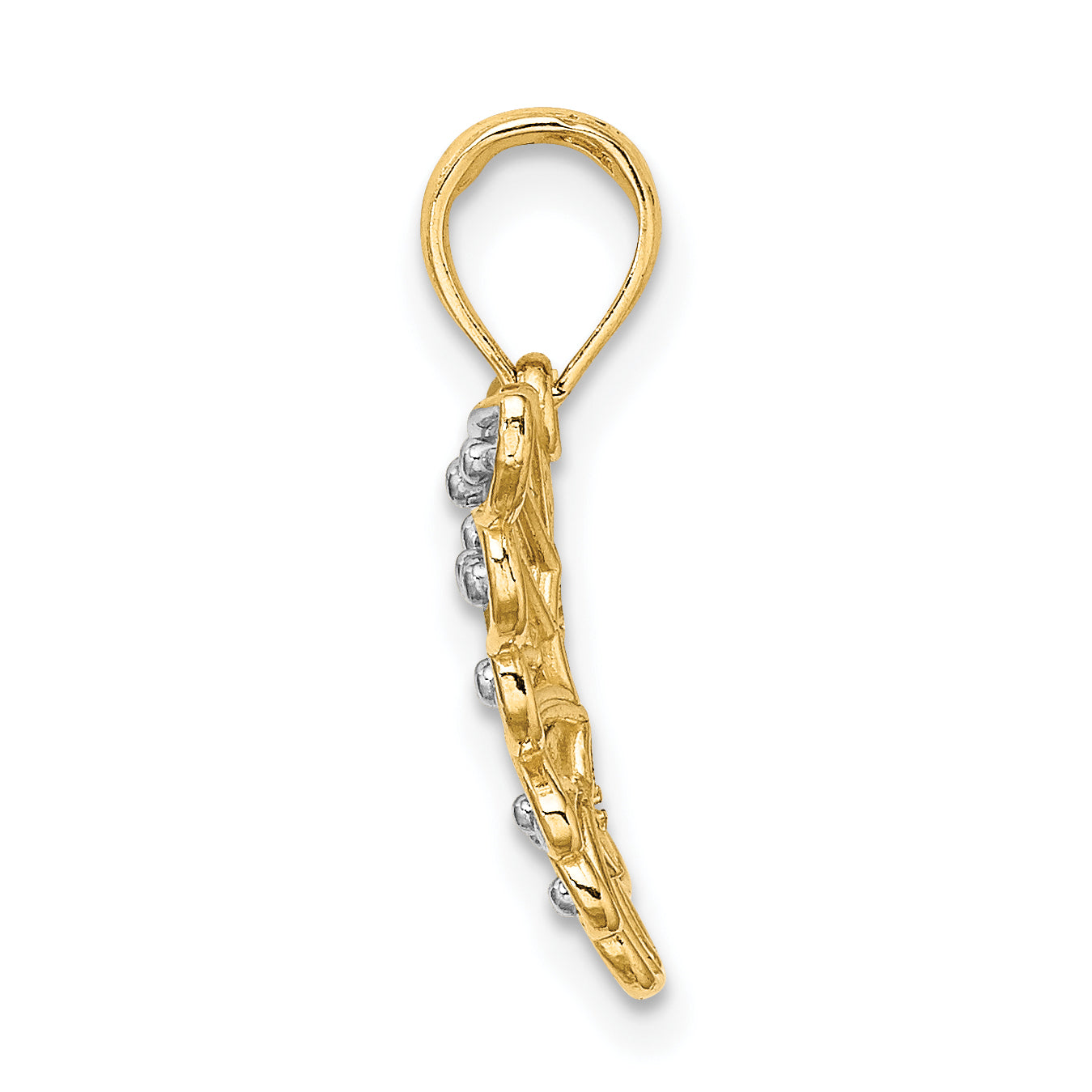 Butterfly White Charm in 14K Yellow Gold, 35mm Diamond-Cut Secondary image
