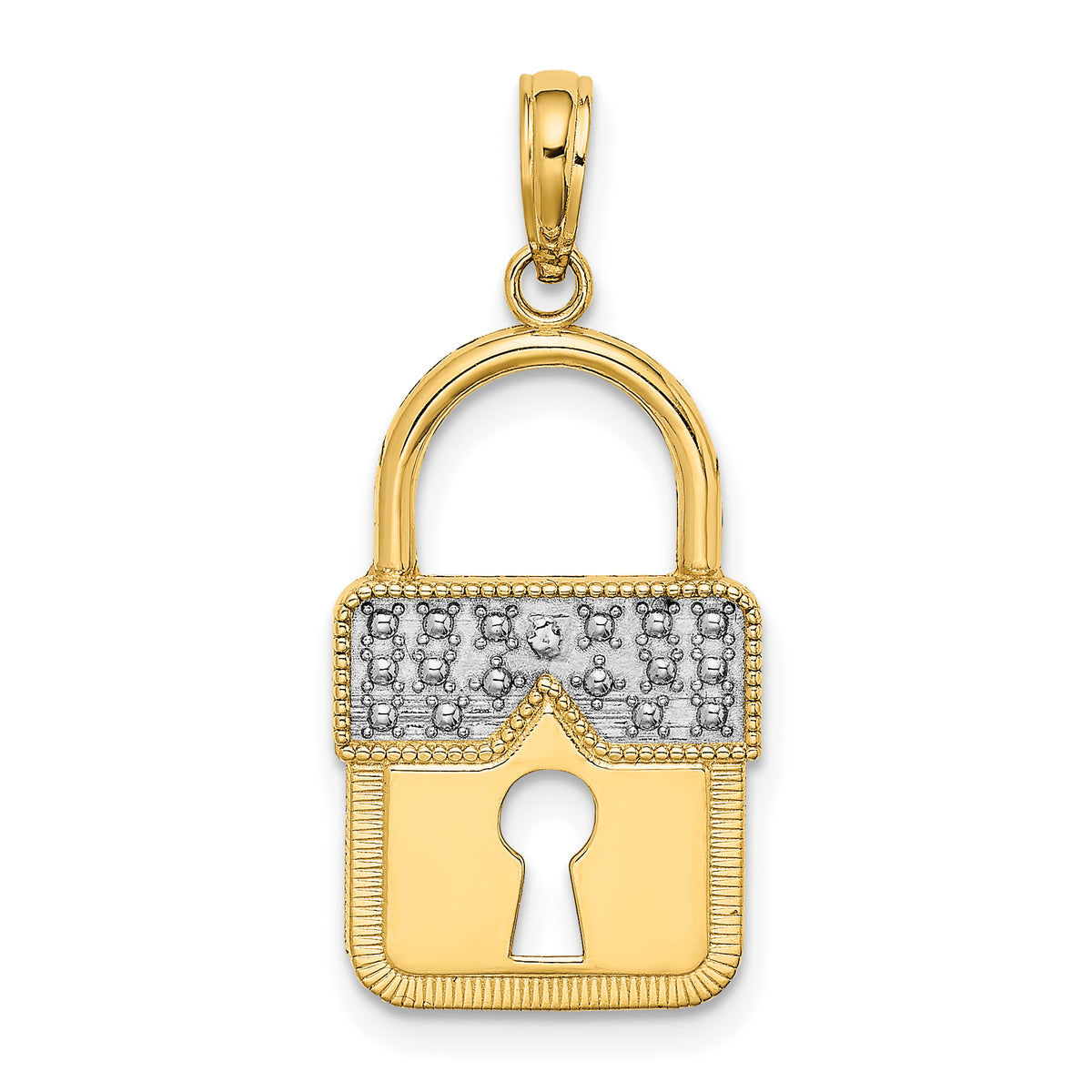 14k and White Rhodium Lock Charm Main image