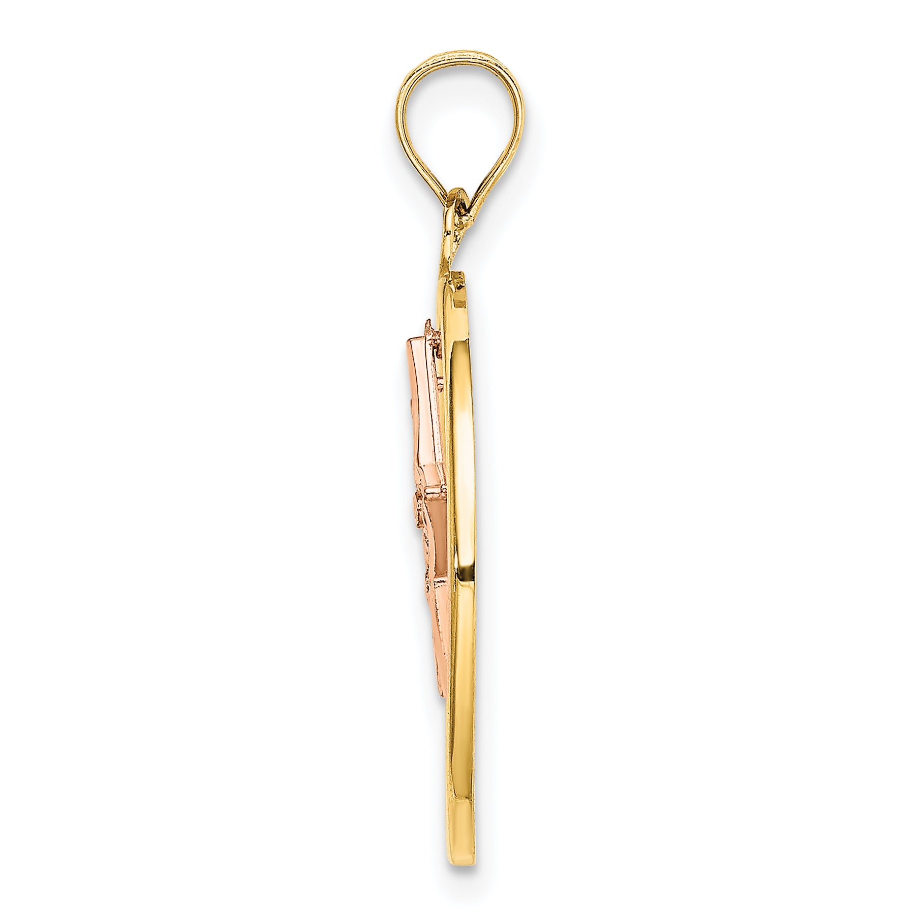 Star Dangle Circle Charm in 14K Two-Tone Gold, 24mm Textured Moveable Secondary image