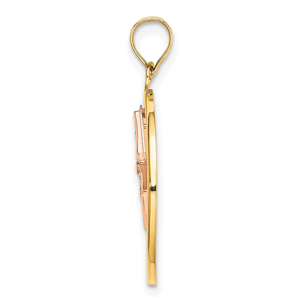 Star Dangle Circle Charm in 14K Two-Tone Gold, 24mm Textured Moveable - Sophia Jewelers
