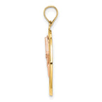 Star Dangle Circle Charm in 14K Two-Tone Gold, 24mm Textured Moveable - Sophia Jewelers