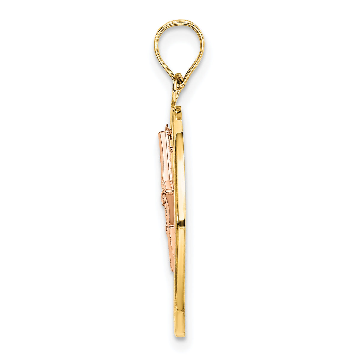 Star Dangle Circle Charm in 14K Two-Tone Gold, 24mm Textured Moveable - Sophia Jewelers