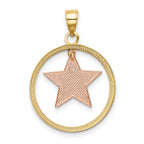 Star Dangle Circle Charm in 14K Two-Tone Gold, 24mm Textured Moveable - Sophia Jewelers