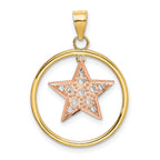 Star Dangle Circle Charm in 14K Two-Tone Gold, 24mm Textured Moveable - Sophia Jewelers