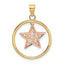 Star Dangle Circle Charm in 14K Two-Tone Gold, 24mm Textured Moveable - Sophia Jewelers