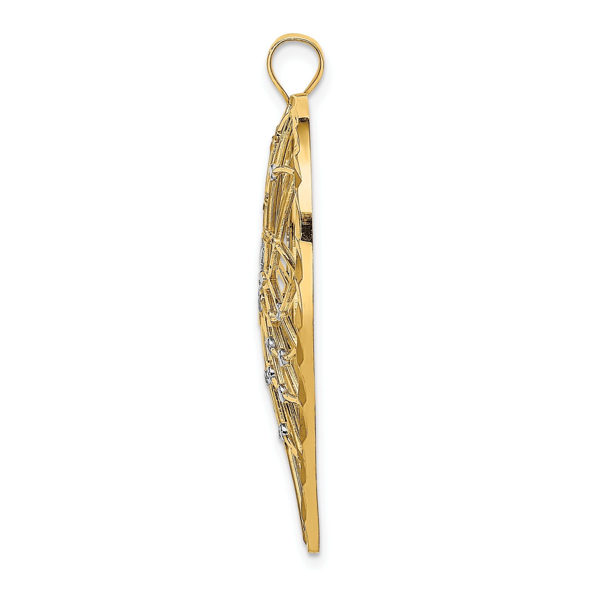 Filigree Heart Pendant in 14K Two-Tone Gold, 40mm Diamond-Cut Secondary image