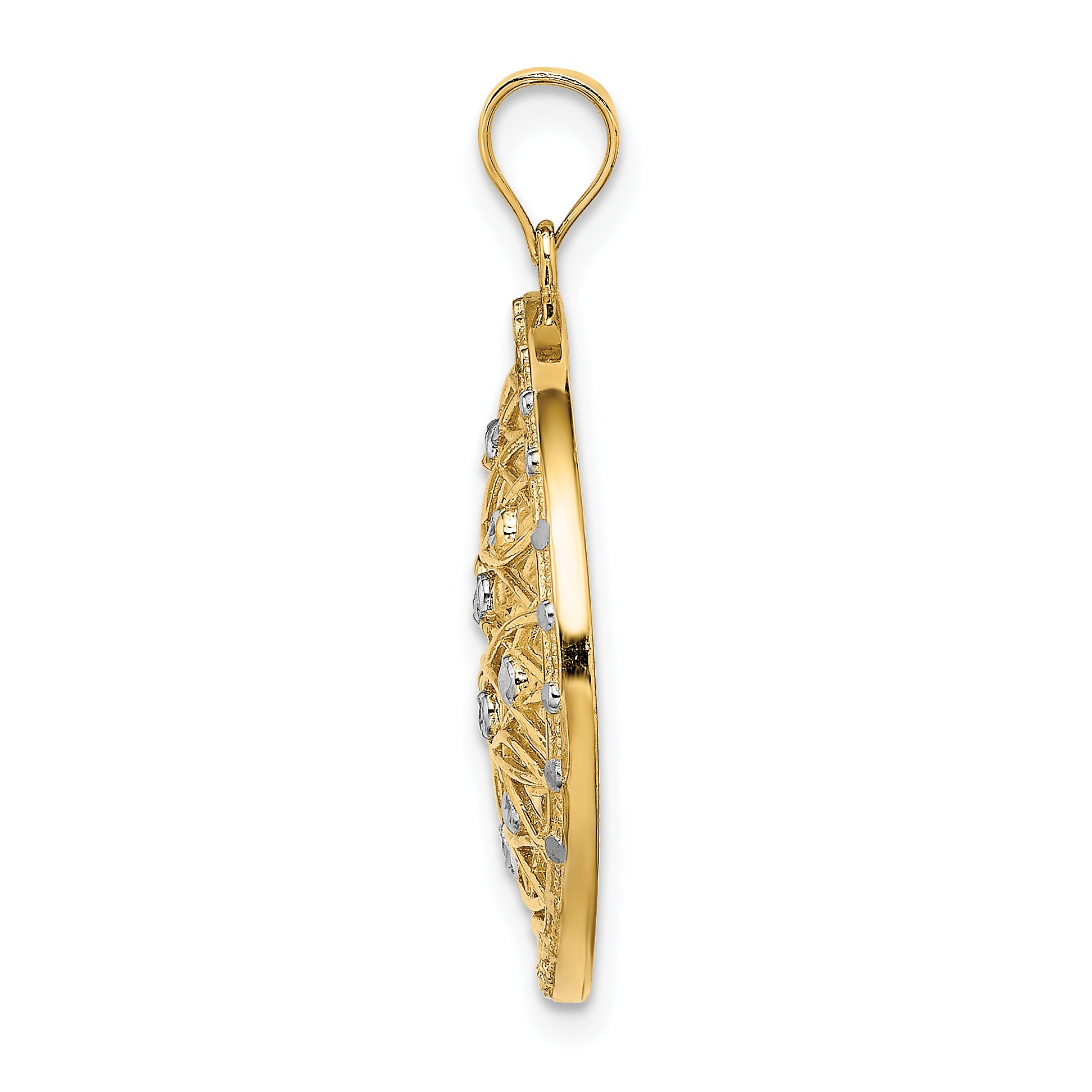 Oval Cut-Out Charm in 14K Two-Tone Gold, 21mm Diamond-Cut Secondary image
