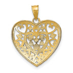 Cut-Out Filigree Heart Charm in 14K Two-Tone Gold, 23mm - Sophia Jewelers