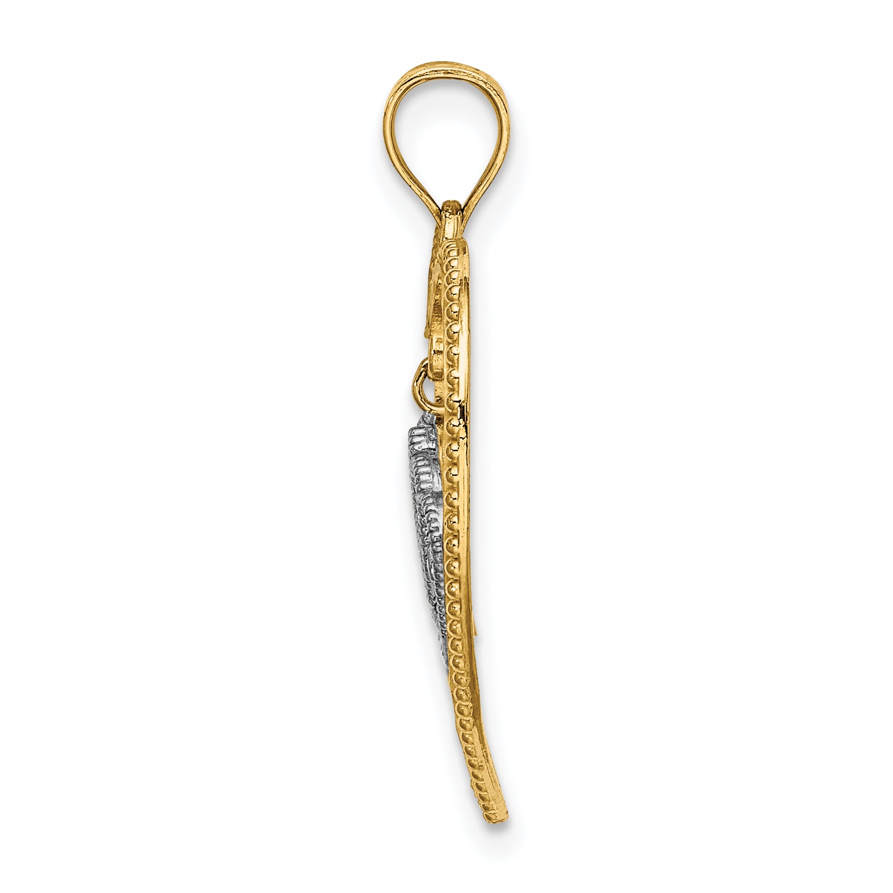 Beaded Heart & Crown Charm in 14K Two-Tone Gold, 25mm Moveable Secondary image