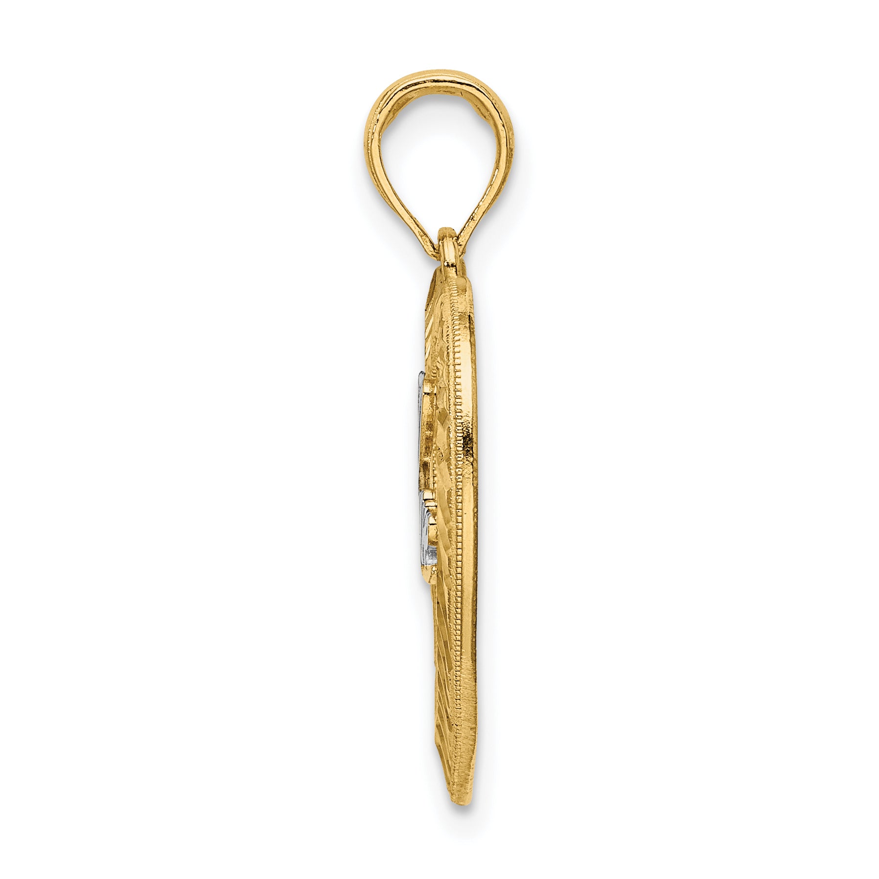 14k and Rhodium Diamond-cut LOVE Heart Pendant Secondary image