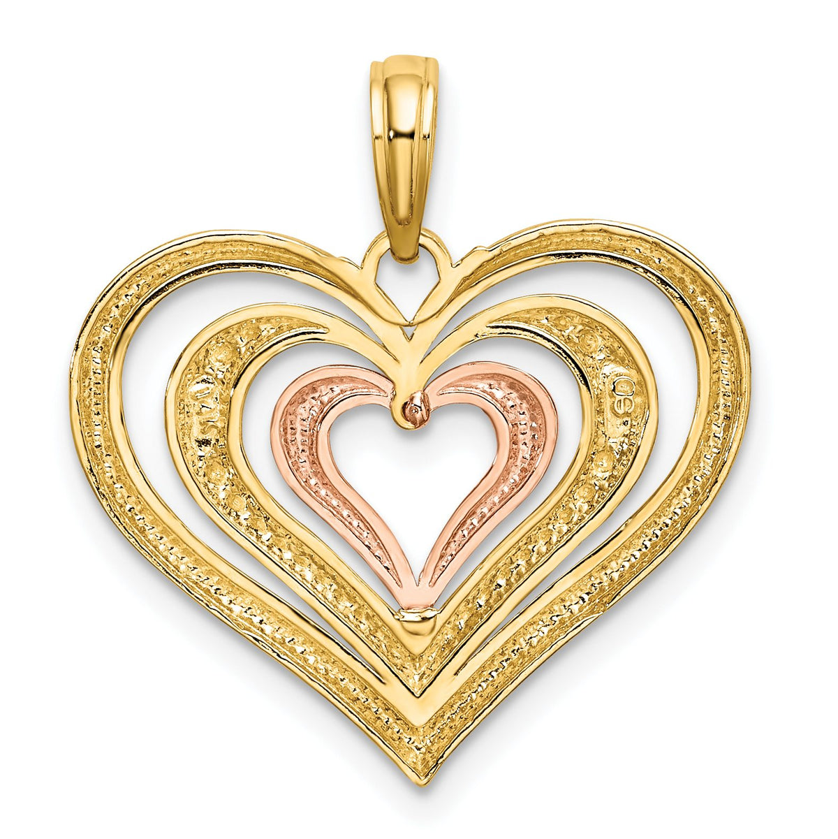 Triple Hearts Charm in 14K Two-Tone Gold - Sophia Jewelers