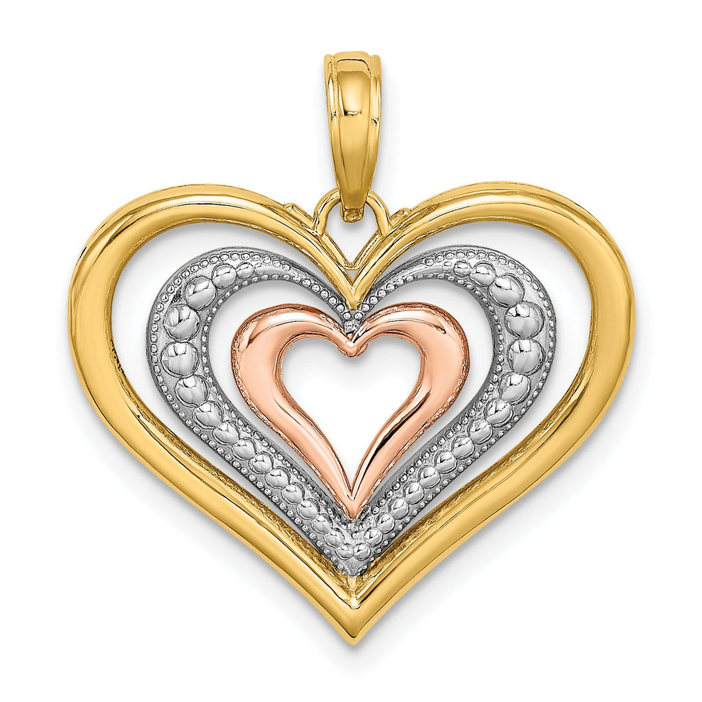 Triple Hearts Charm in 14K Two-Tone Gold - Sophia Jewelers
