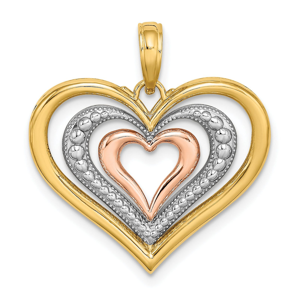 Triple Hearts Charm in 14K Two-Tone Gold - Sophia Jewelers