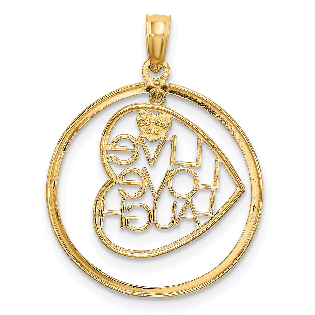 "Live Love Laugh" Heart-In-Circle Charm in 14K Two-Tone Gold, 23mm - Sophia Jewelers