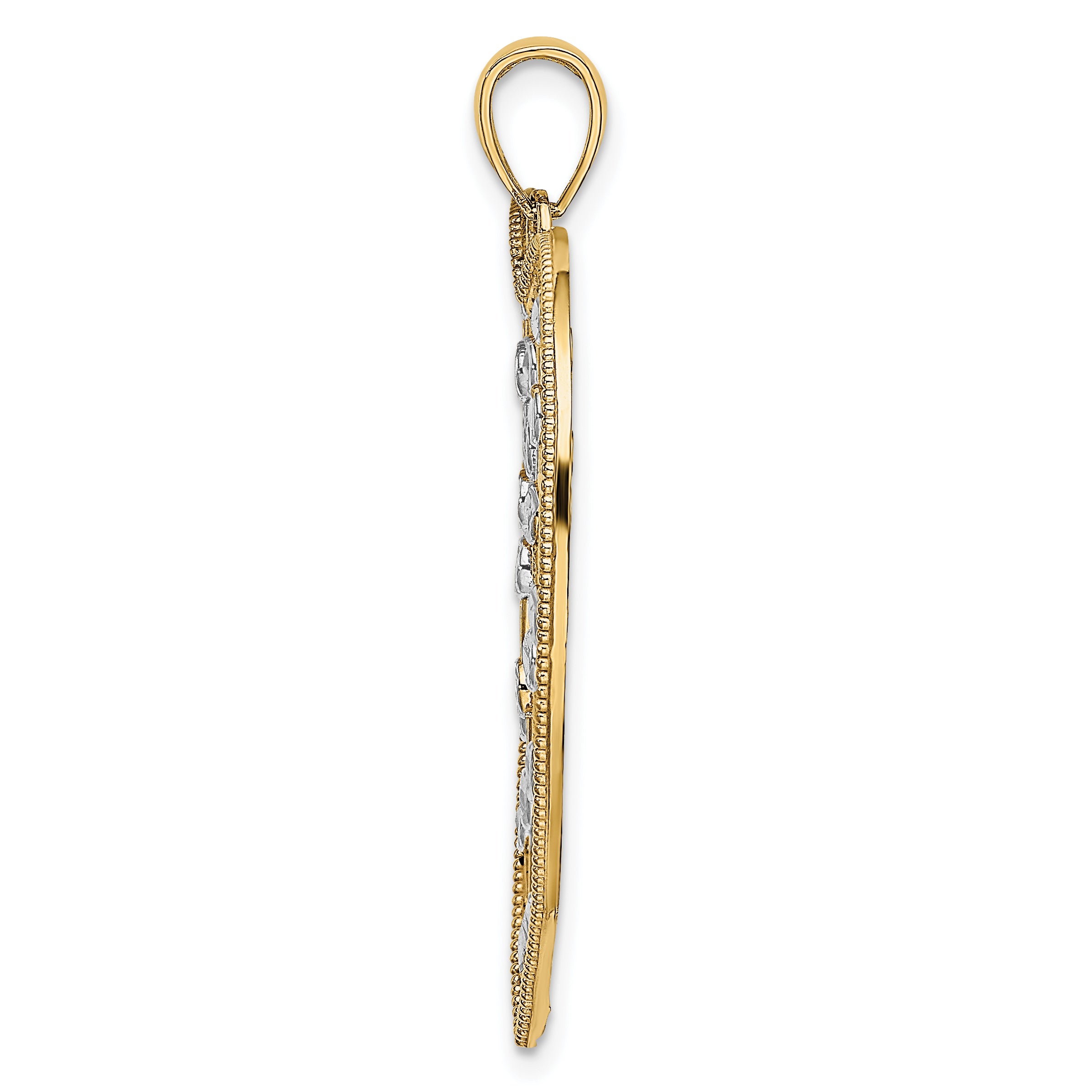 Large Heart Pendant in 14K Yellow Gold, 37mm Diamond-Cut Secondary image