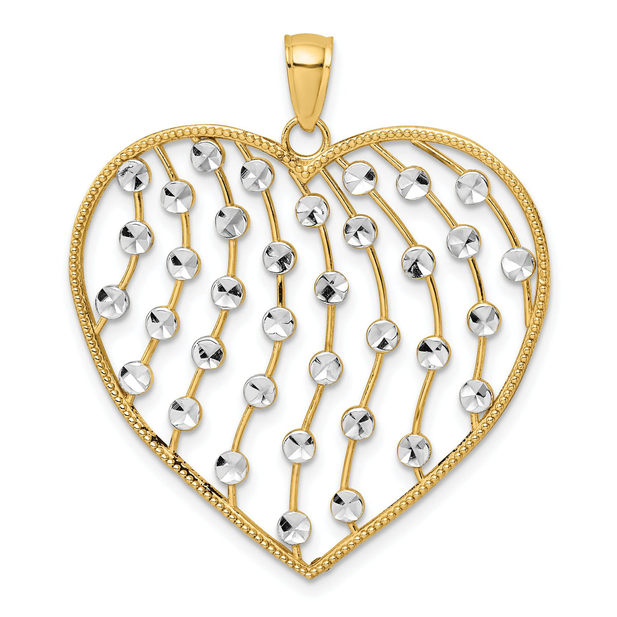 Large Heart Pendant in 14K Yellow Gold, 37mm Diamond-Cut - Sophia Jewelers Main image