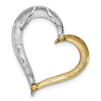 Heart Slide Charm in 14K Two-Tone Gold, 33mm Textured - Sophia Jewelers