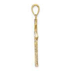 Cross Charm in 14K Two-Tone Gold, 26mm Diamond-Cut Reversible - Sophia Jewelers