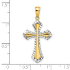 Cross Charm in 14K Two-Tone Gold, 26mm Diamond-Cut Reversible - Sophia Jewelers