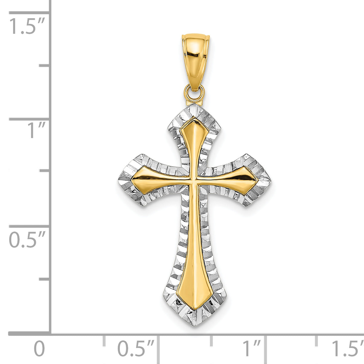 Cross Charm in 14K Two-Tone Gold, 26mm Diamond-Cut Reversible - Sophia Jewelers