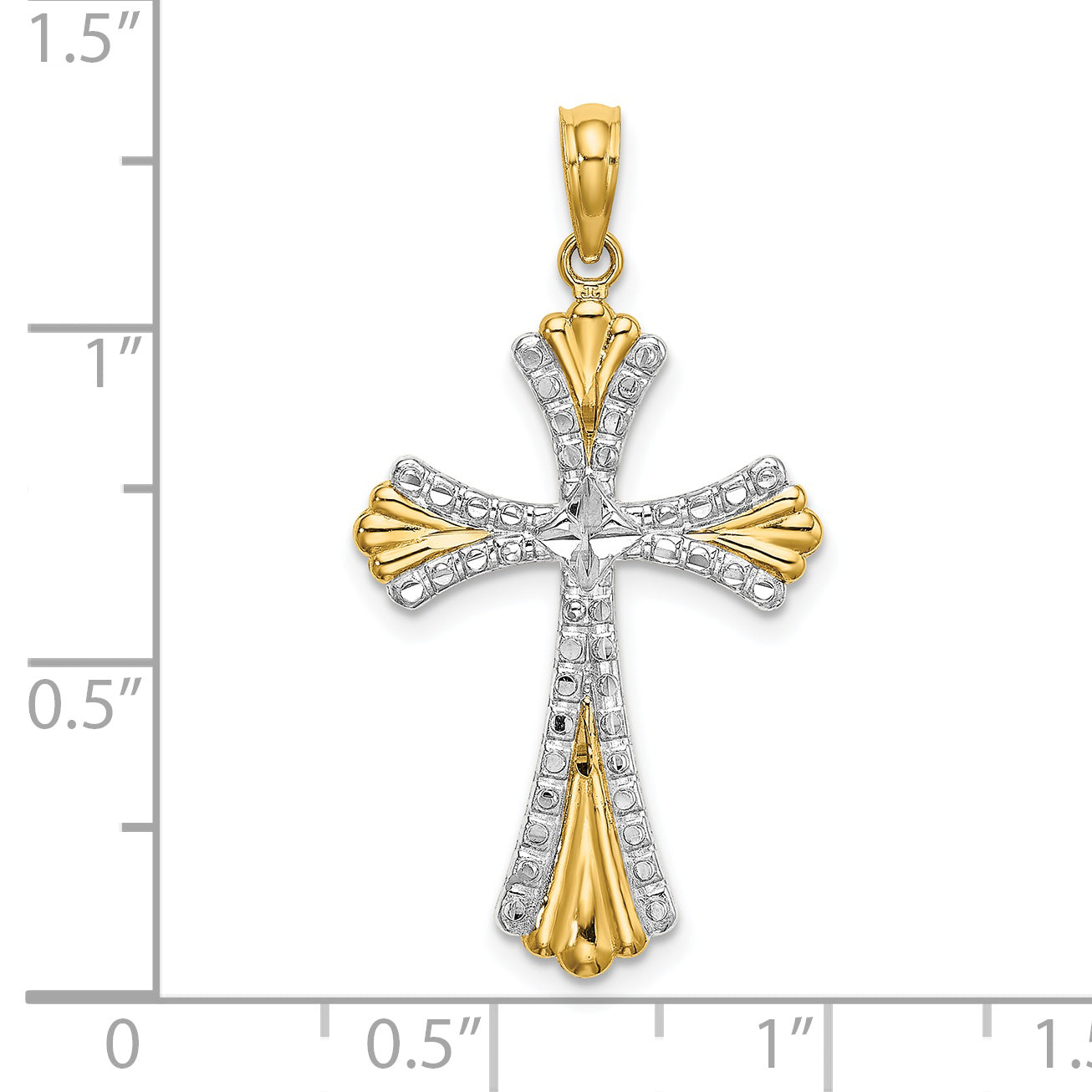 14K w/Rhodium and D/C Reversible Cross Charm Main image