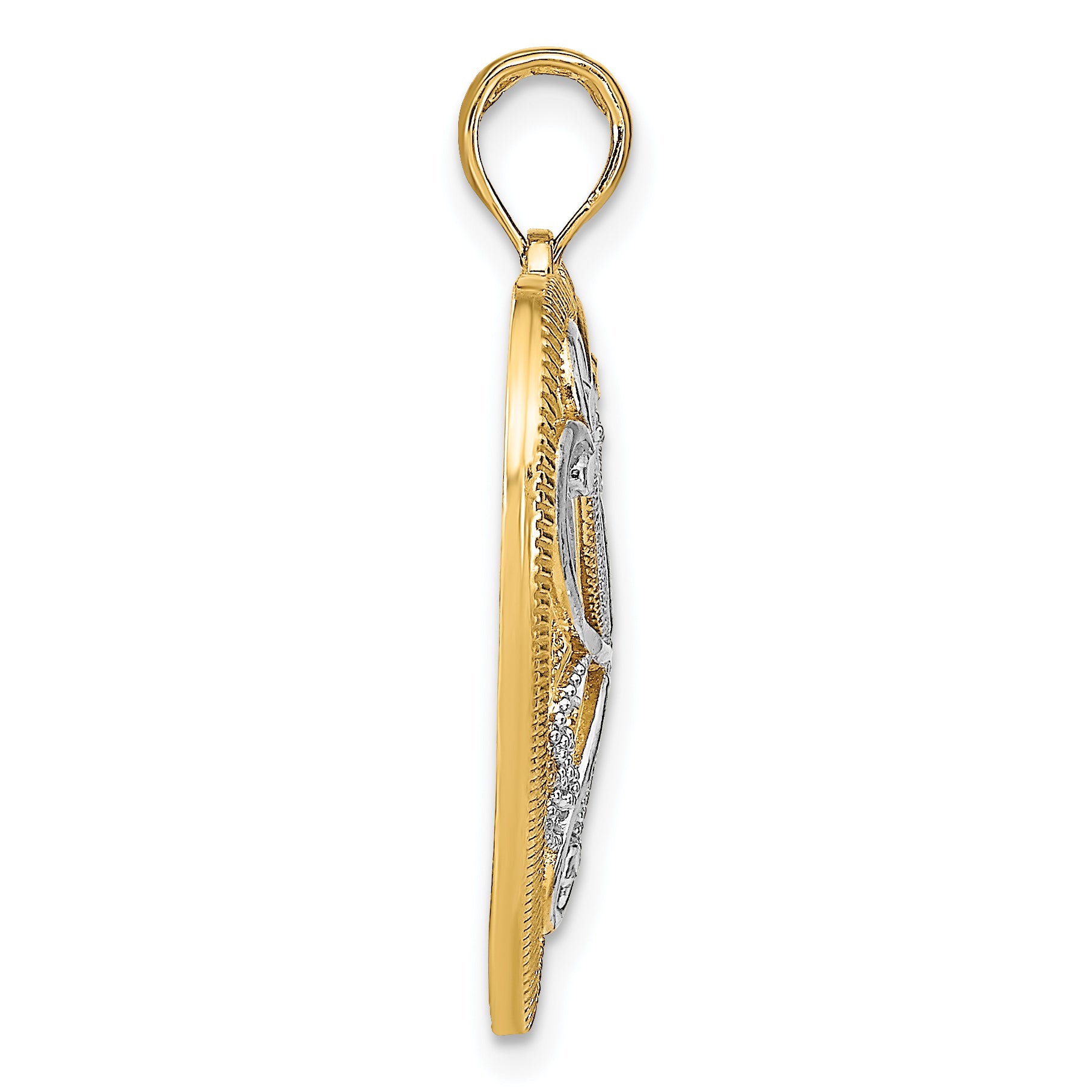 Filigree Heart Charm in 14K Two-Tone Gold, 32mm Secondary image