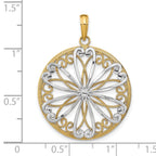 Filigree Round Charm in 14K Two-Tone Gold, 26mm - Sophia Jewelers