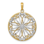 Filigree Round Charm in 14K Two-Tone Gold, 26mm - Sophia Jewelers