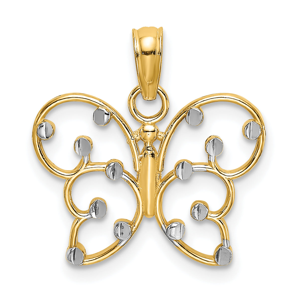 Butterfly Charm in 14K Two-Tone Gold, 17mm - Sophia Jewelers Main image