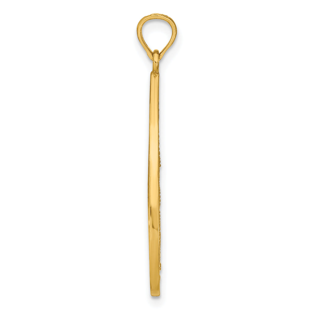 Beaded Filigree Teardrop Charm in 14K Yellow Gold, 30mm Diamond-Cut - Sophia Jewelers