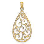 Beaded Filigree Teardrop Charm in 14K Yellow Gold, 30mm Diamond-Cut - Sophia Jewelers