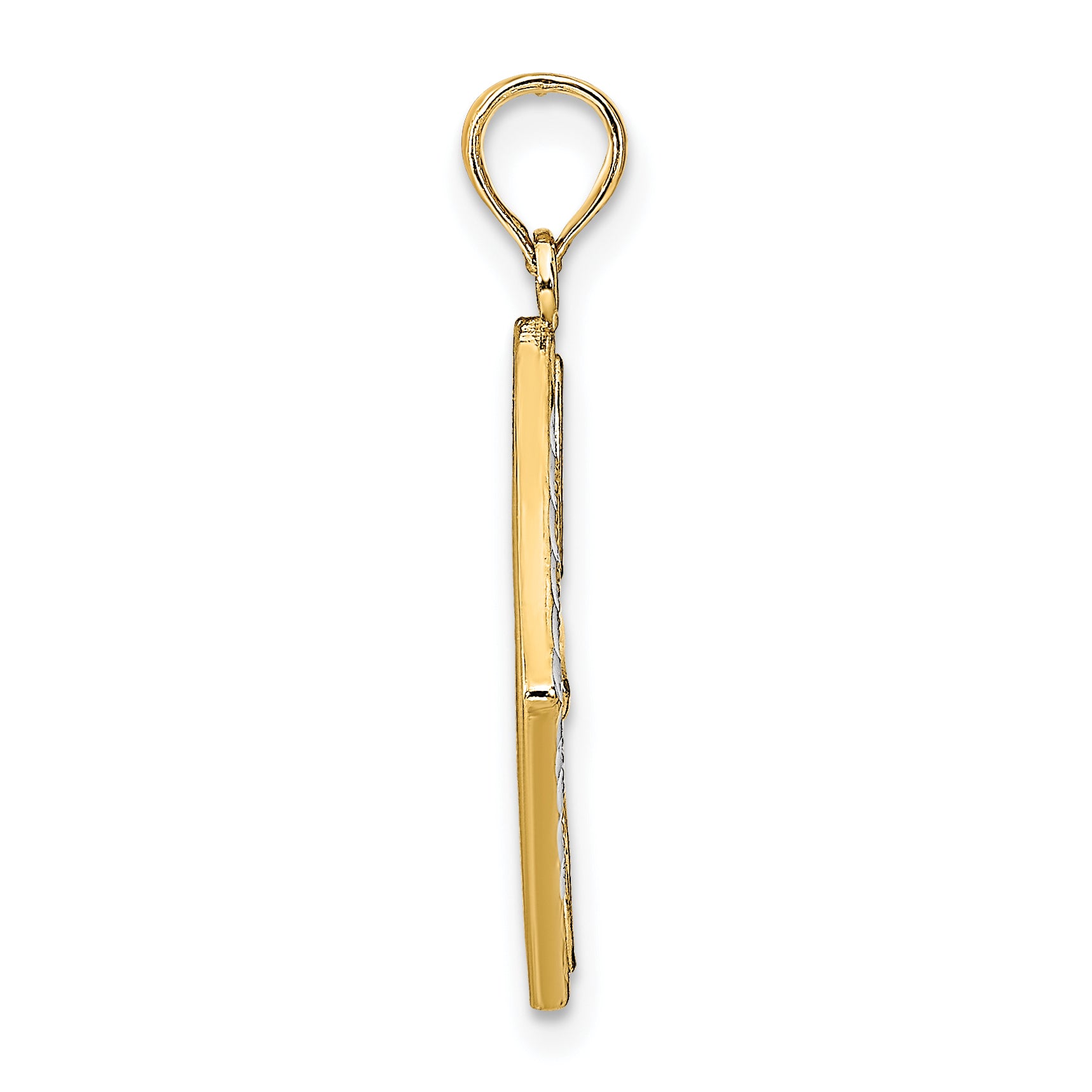 Flower and Cross Charm in 14K Two-Tone Gold Secondary image