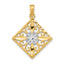 Flower and Cross Charm in 14K Two-Tone Gold - Sophia Jewelers