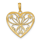 Filigree Heart White Charm in 14K Yellow Gold, 24mm - Sophia Jewelers