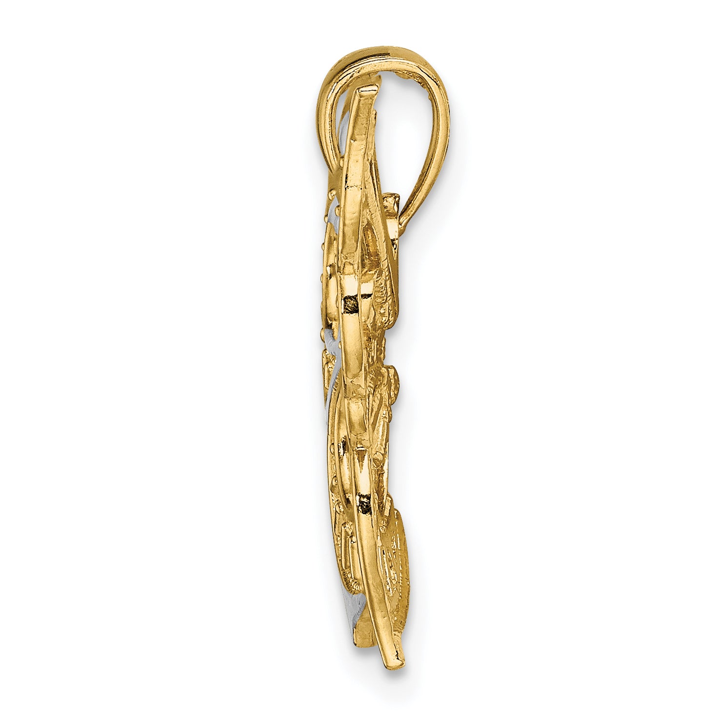 Butterfly Charm in 14K Two-Tone Gold, 26mm Diamond-Cut Secondary image