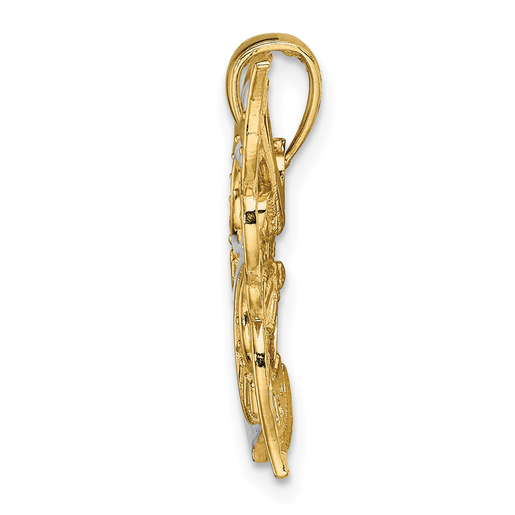 Butterfly Charm in 14K Two-Tone Gold, 26mm Diamond-Cut - Sophia Jewelers