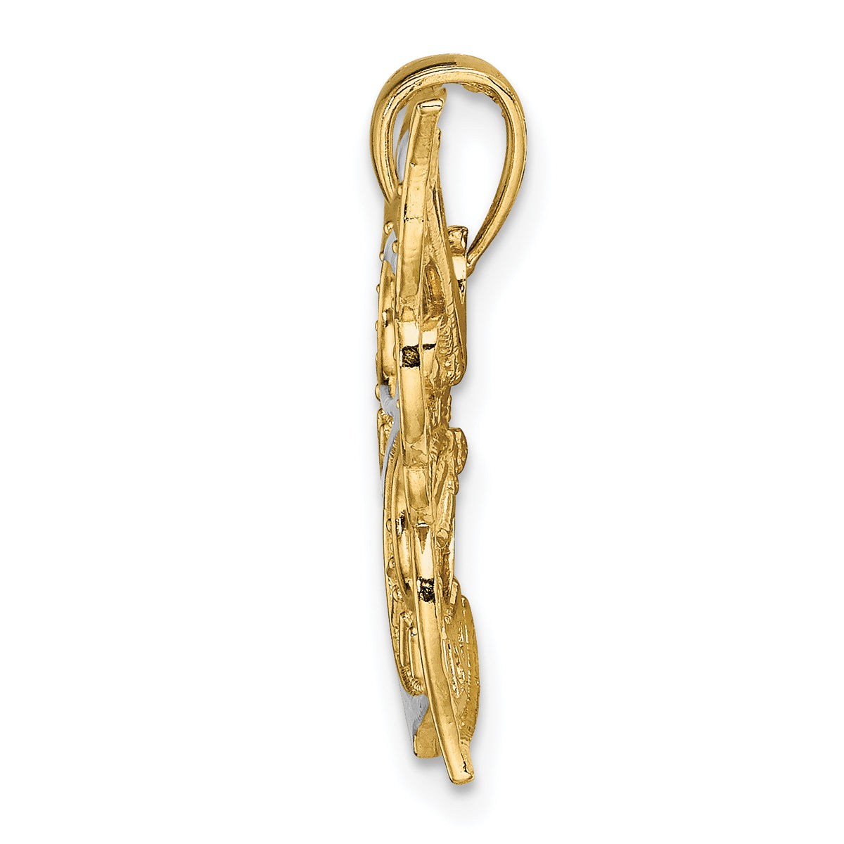 Butterfly Charm in 14K Two-Tone Gold, 26mm Diamond-Cut - Sophia Jewelers