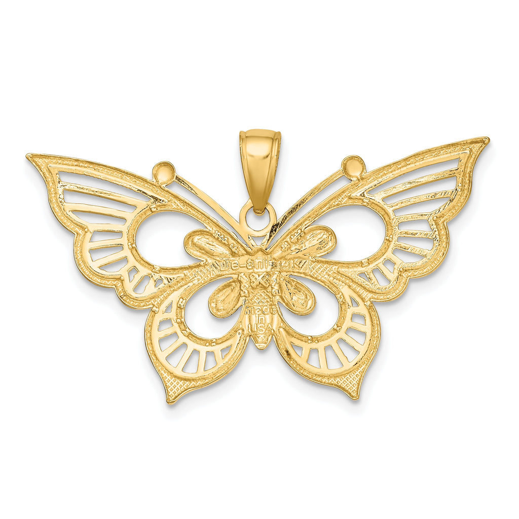 Butterfly Charm in 14K Two-Tone Gold, 26mm Diamond-Cut - Sophia Jewelers