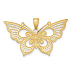 Butterfly Charm in 14K Two-Tone Gold, 26mm Diamond-Cut - Sophia Jewelers