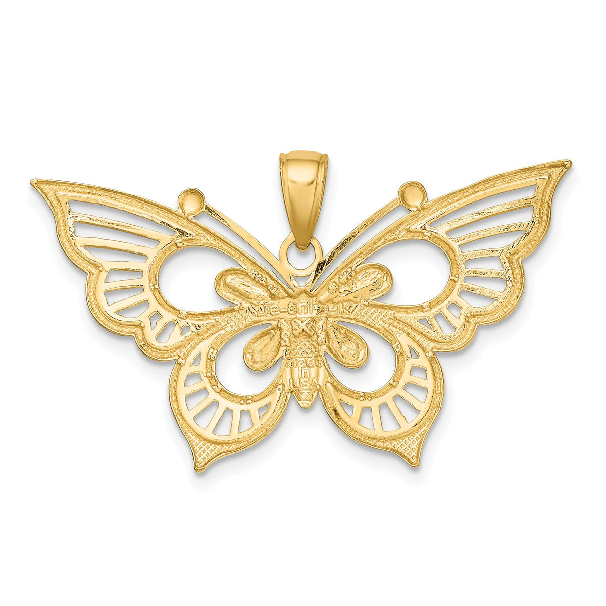 Butterfly Charm in 14K Two-Tone Gold, 26mm Diamond-Cut - Sophia Jewelers