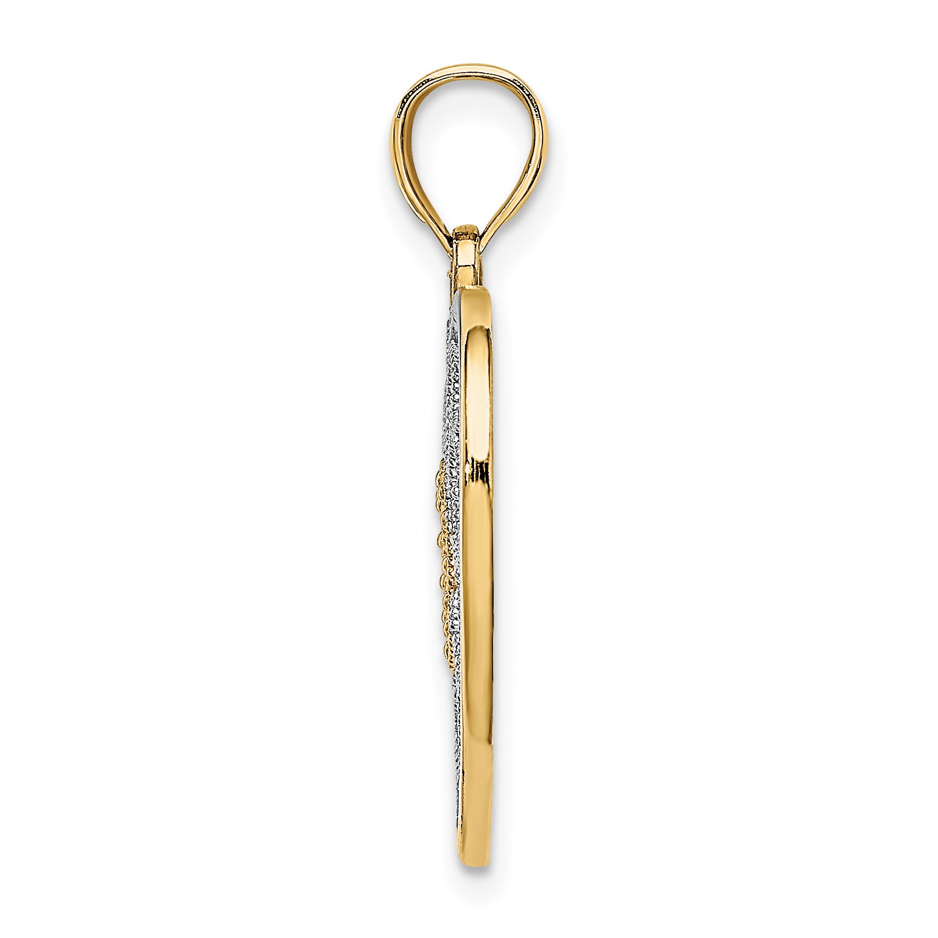 Filigree Heart Charm in 14K Two-Tone Gold, 24mm Secondary image